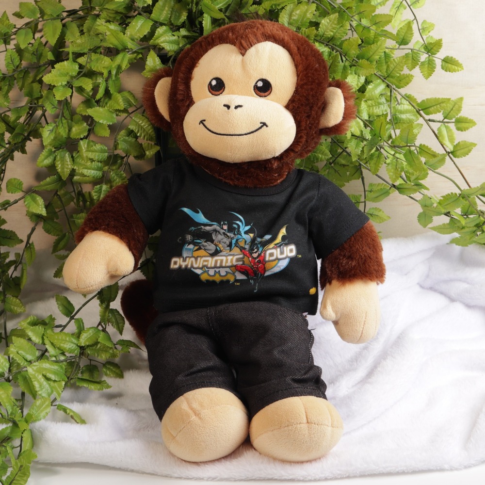 Build-A-Bear Monkey Plush DC Comics Batman Robin Dynamic Duo Shirt Jeans